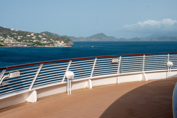 Cruise Ship Railing Overlooking Ocean in Basseterre, St. Kitts