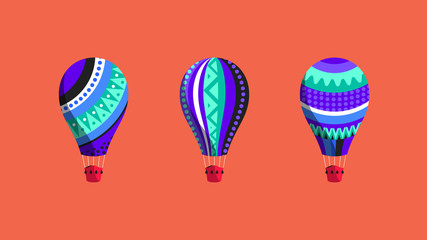 Modern Flat Vector Balloons With Ethnic Pattern. Abstract Vector Illustration