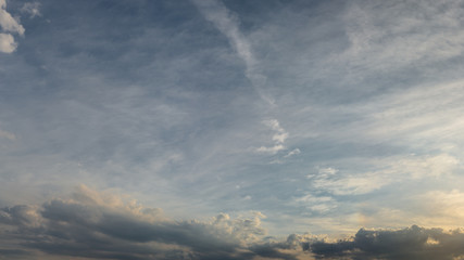 Panorama of beautiful red sky and cloud in sunset, colorful evening nature. High resolution.