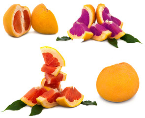 large, ripe grapefruit on white background, bright and very juicy citrus with no background.