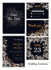 Wedding invitation , Save the date, RSVP card, Thank you card, Table number, Gift tags, Place cards, Respond card.