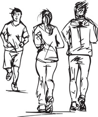 Sketch of Runners Passing Each Other