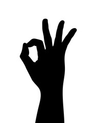 Obraz premium Black Hand Silhouette, Hand Gesture, Agree or Okay, Vector Illustration