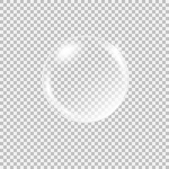 Transparent glass sphere with glares and highlights.