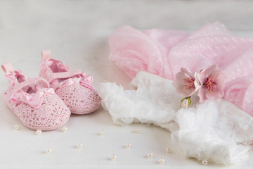 Pink shoes, dress  for a little princess.