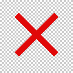 Empty NO symbol, prohibition or forbidden sign; red cross. Vector icon isolated on transparent background.