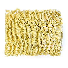 Raw Asian Instant Ramen Noodles Isolated Top View