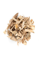 Pile of shredded wood chips for smoking meats