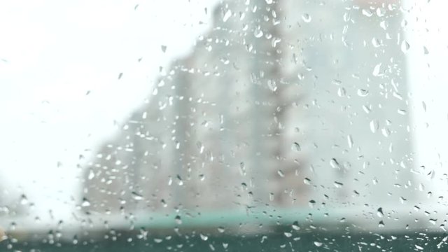 Rain Drop Fall Over Car Window