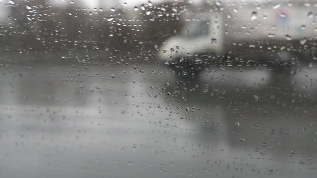 Rain Drop Fall Over Car Window