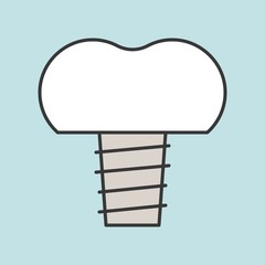 Tooth implant, dental related icon, filled outline