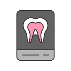 Tooth x ray film, dental related icon, filled outline