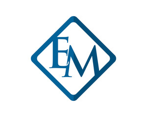 e and m blue rhombus typography typeface logotype alphabet font image vector icon