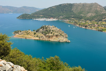 Fototapeta na wymiar View over Orhaniye bay near Marmaris resort town in Turkey.