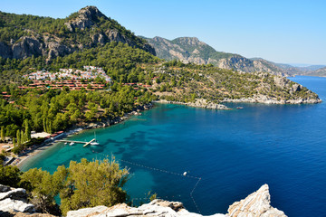 Medterranean coastline near Turunc suburb of Marmaris resort town in Turkey.