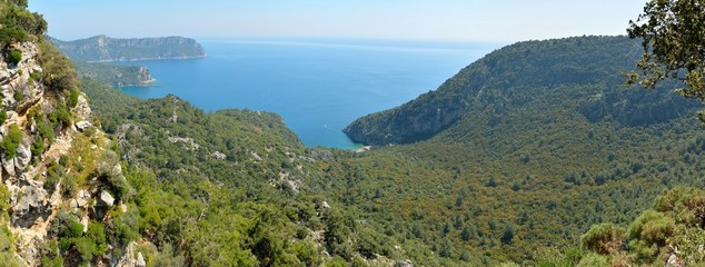 Fototapeta na wymiar Mediterranean coastline on Bozburun peninsula near Marmaris reso