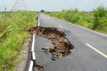 Asphalt surface on the street was demolished due to poor construction.