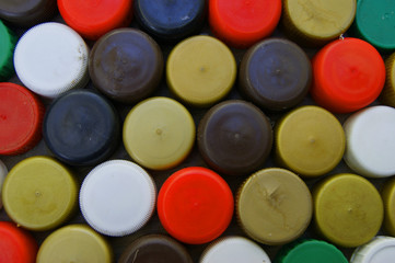 Plastic stoppers from bottles
