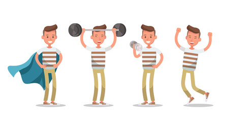 Set of office man worker character vector design. no8