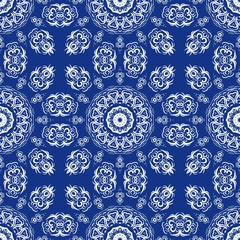 Abstract repeat backdrop with lace floral ornament. Seamless Design for prints, textile, decor, fabric. Vector pattern