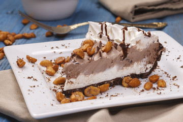 Close up of an ice cream pie dessert.