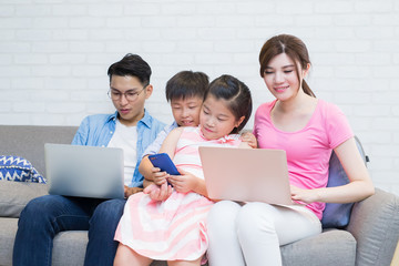 family use notebook and phone