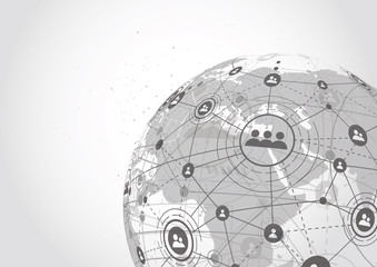 Global network connection. World map point and line composition concept of global business. Vector Illustration
