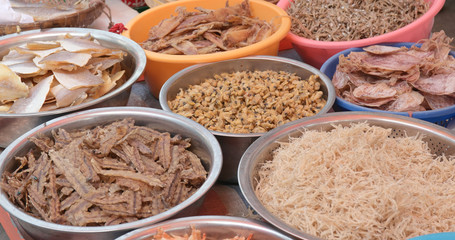 Traditional fish market stall in Tai O fishing village