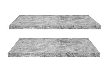 blank grey stone shelve isolated on white background with clipping path