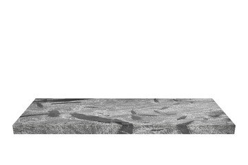 blank grey stone shelve isolated on white background with clipping path