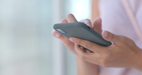Woman use of mobile phone