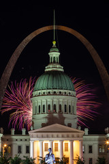 Fireworks under the Gateway Arch in St. Louis Missouri