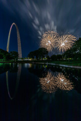 Fireworks under the Gateway Arch in St. Louis Missouri