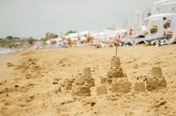 sand castle on the beach on a summer day