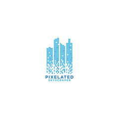 Pixelated skyscraper graphic design template