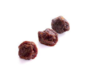 Organic prunes,dried plum,dried apricots on white background,with clipping path.