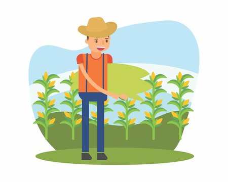 cute farmer farming harvest farms planting agriculture agriculturist tiller corn maize cartoon character