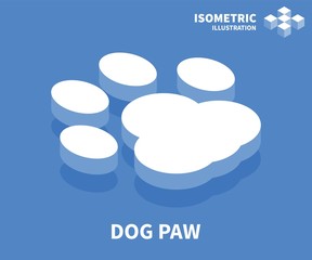 Dog paw icon. Isometric template for web design in flat 3D style. Vector illustration.