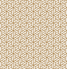 Seamless pattern based on Japanese ornament Kumiko.Golden color..Rounded corners.
