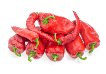 Pile of the red bell peppers and chili