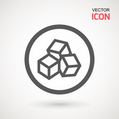 No Sugar free vector icon. Vector sugar cubes in circle icon for no sugar added product package design.