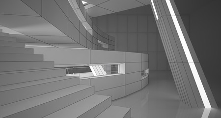 Fototapeta premium Abstract drawing white parametric interior. Polygon black drawing. 3D illustration and rendering.