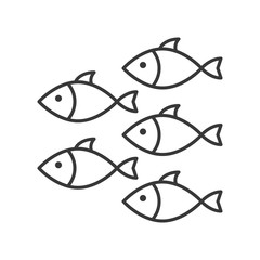 Shoal, group of fish icon, set of ocean life, line design vector
