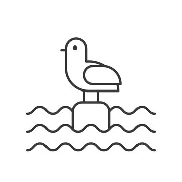 Seagull icon, set of ocean life, line design vector