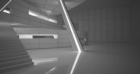 Fototapeta premium Abstract drawing white parametric interior. Polygon black drawing. 3D illustration and rendering.