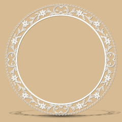 carved vintage frame made of paper with shadow