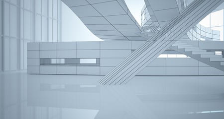 Obraz premium Abstract drawing white parametric interior. Polygon black drawing. 3D illustration and rendering.