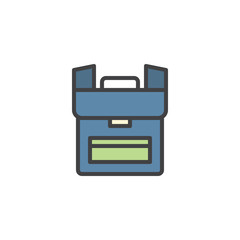 School bag filled outline icon, line vector sign, linear colorful pictogram isolated on white. Backpack symbol, logo illustration. Pixel perfect vector graphics