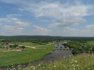 Fototapeta na wymiar Chusovaya river, Staroutkinsk, Sverdlovskaya oblast, Russia