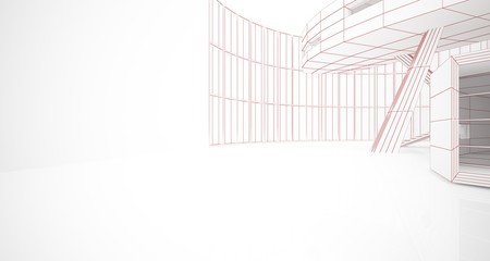 Abstract drawing white parametric interior. Polygon black drawing. 3D illustration and rendering.